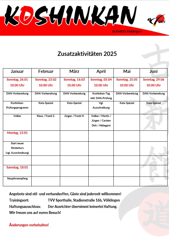 Zusatzaktivitäten 2025 1.HJ